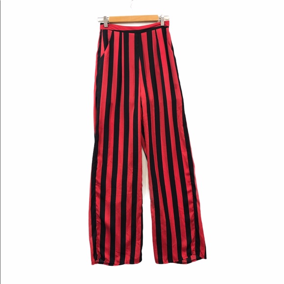 Missguided High Waisted Striped Pants Pink/Navy